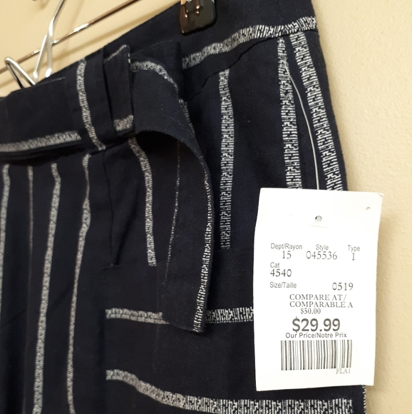 PARAPHRASE Pencil Skirt with Belt in Navy Blue Pinstripe - Picture 10 of 10